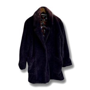 Anthropologie- Maeve - Purple Faux Fur Coat